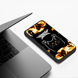 Чехол iPhone XS Max матовый Babymetal рок кот и огонь, цвет: 3D-черный — фото 2