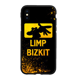 Чехол iPhone XS Max матовый Limp Bizkit - gold gradient, цвет: 3D-черный