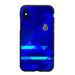 Чехол iPhone XS Max матовый Реал Мадрид фк эмблема, цвет: 3D-черный