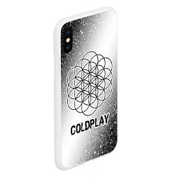 Чехол iPhone XS Max матовый Coldplay glitch на светлом фоне, цвет: 3D-белый — фото 2