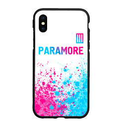 Чехол iPhone XS Max матовый Paramore neon gradient style: символ сверху