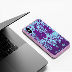 Чехол iPhone XS Max матовый Blue flowers, цвет: 3D-сиреневый — фото 2