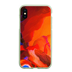 Чехол iPhone XS Max матовый Красно-оранжевый камень