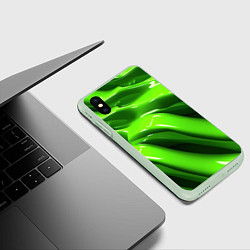 Чехол iPhone XS Max матовый Текстура зеленая слизь, цвет: 3D-салатовый — фото 2