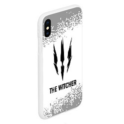 Чехол iPhone XS Max матовый The Witcher glitch на светлом фоне, цвет: 3D-белый — фото 2