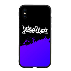 Чехол iPhone XS Max матовый Judas Priest purple grunge