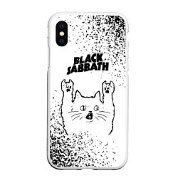 Чехол iPhone XS Max матовый Black Sabbath рок кот на светлом фоне, цвет: 3D-белый