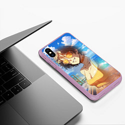 Чехол iPhone XS Max матовый Девушка в купальнике на пляже, цвет: 3D-сиреневый — фото 2