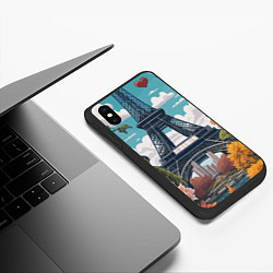 Чехол iPhone XS Max матовый Эйфелева башня в цветах, цвет: 3D-черный — фото 2