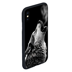 Чехол iPhone XS Max матовый Воющий волк в ночи, цвет: 3D-черный — фото 2