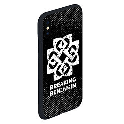Чехол iPhone XS Max матовый Breaking Benjamin с потертостями на темном фоне, цвет: 3D-черный — фото 2