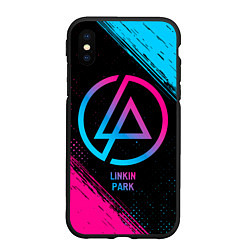 Чехол iPhone XS Max матовый Linkin Park - neon gradient