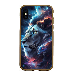 Чехол iPhone XS Max матовый Galactic lion, цвет: 3D-коричневый