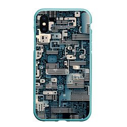 Чехол iPhone XS Max матовый Механическая конструкция паттерн