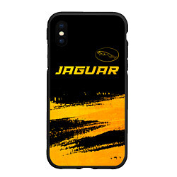 Чехол iPhone XS Max матовый Jaguar - gold gradient: символ сверху