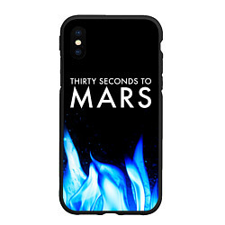 Чехол iPhone XS Max матовый Thirty Seconds to Mars blue fire, цвет: 3D-черный