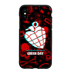 Чехол iPhone XS Max матовый Green Day rock glitch