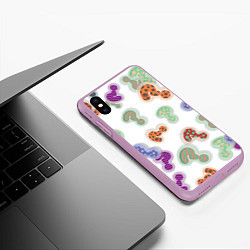 Чехол iPhone XS Max матовый Вопросики, цвет: 3D-сиреневый — фото 2