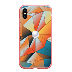 Чехол iPhone XS Max матовый Жемчужина - градиент из полигональных треугольнико