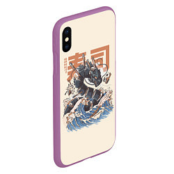 Чехол iPhone XS Max матовый Суши дракон с иероглифами в японском стиле, цвет: 3D-фиолетовый — фото 2