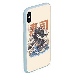 Чехол iPhone XS Max матовый Суши дракон с иероглифами в японском стиле, цвет: 3D-голубой — фото 2