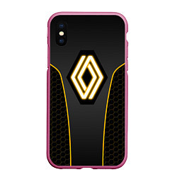 Чехол iPhone XS Max матовый Renault - неоновый желтый, цвет: 3D-малиновый