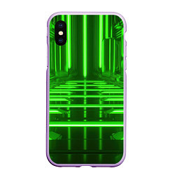 Чехол iPhone XS Max матовый Зеленые световые объекты, цвет: 3D-сиреневый