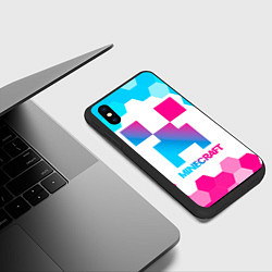 Чехол iPhone XS Max матовый Minecraft neon gradient style, цвет: 3D-черный — фото 2