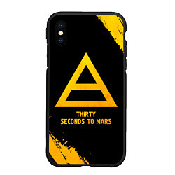 Чехол iPhone XS Max матовый Thirty Seconds to Mars - gold gradient, цвет: 3D-черный