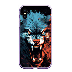 Чехол iPhone XS Max матовый Fantasy wolf, цвет: 3D-светло-сиреневый