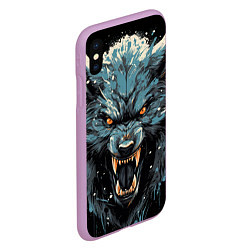 Чехол iPhone XS Max матовый Fantasy blue wolf, цвет: 3D-сиреневый — фото 2