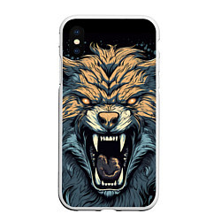 Чехол iPhone XS Max матовый Серый волк, цвет: 3D-белый