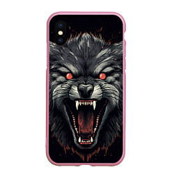 Чехол iPhone XS Max матовый Серый волк, цвет: 3D-розовый