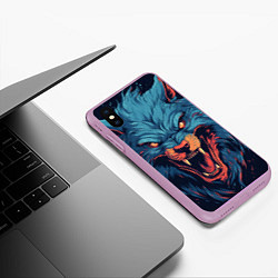 Чехол iPhone XS Max матовый Art blue wolf, цвет: 3D-сиреневый — фото 2