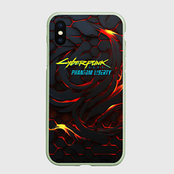 Чехол iPhone XS Max матовый Cyberpunk 2077 phantom liberty fire