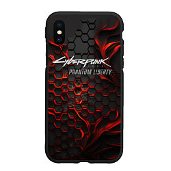 Чехол iPhone XS Max матовый Cyberpunk 2077 Phantom liberty red fire