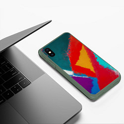 Чехол iPhone XS Max матовый Стеклянное мозаичное, цвет: 3D-темно-зеленый — фото 2