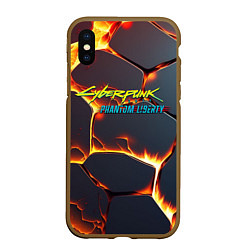 Чехол iPhone XS Max матовый Cyberpunk 2077 phantom liberty logo