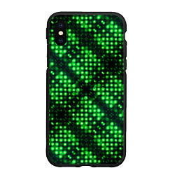 Чехол iPhone XS Max матовый Яркие зеленые точки, цвет: 3D-черный