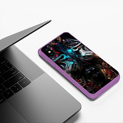 Чехол iPhone XS Max матовый Броня в стиле киберпанк, цвет: 3D-фиолетовый — фото 2