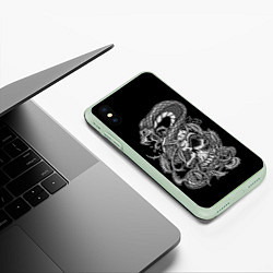 Чехол iPhone XS Max матовый Cobra and skull, цвет: 3D-салатовый — фото 2