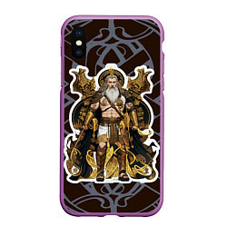 Чехол iPhone XS Max матовый Бог Один повелитель древних славян, цвет: 3D-фиолетовый