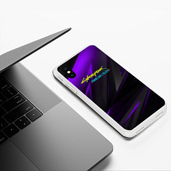 Чехол iPhone XS Max матовый Cyberpunk 2077 phantom liberty dark logo, цвет: 3D-белый — фото 2