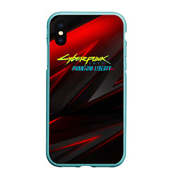 Чехол iPhone XS Max матовый Cyberpunk 2077 phantom liberty red black logo, цвет: 3D-мятный