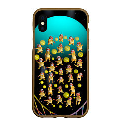 Чехол iPhone XS Max матовый Клоуны в лунной сети, цвет: 3D-коричневый