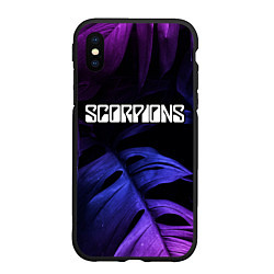 Чехол iPhone XS Max матовый Scorpions neon monstera