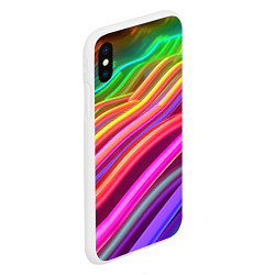 Чехол iPhone XS Max матовый Неоновые радужные волны, цвет: 3D-белый — фото 2