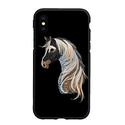 Чехол iPhone XS Max матовый Вышивка Лошадь