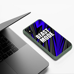 Чехол iPhone XS Max матовый Beast mode - синяя униформа, цвет: 3D-темно-зеленый — фото 2