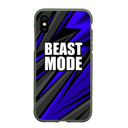 Чехол iPhone XS Max матовый Beast mode - синяя униформа, цвет: 3D-темно-зеленый